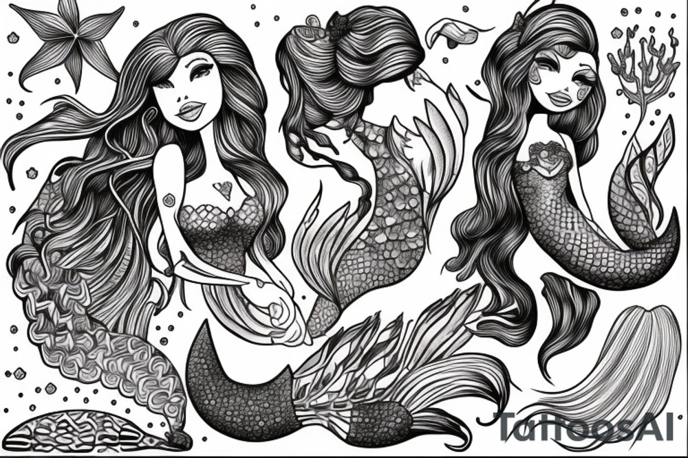 barbie mermaid tattoo idea