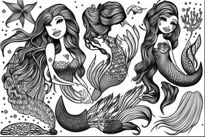 barbie mermaid tattoo idea
