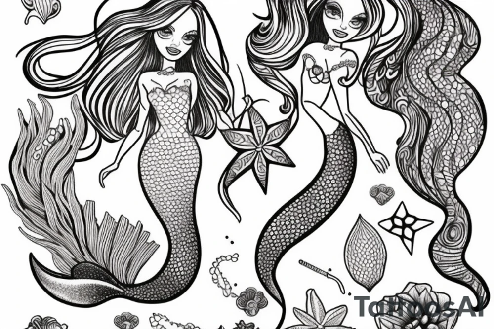 barbie mermaid tattoo idea