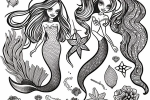 barbie mermaid tattoo idea