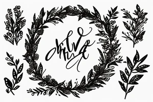 olive branch wreath with sparkles tattoo idea