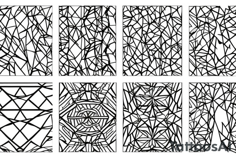 Two geometric patterns for the star sign Leo, blended with one geometric pattern for the star sign cancer, and one geometric pattern for the star sign aries tattoo idea