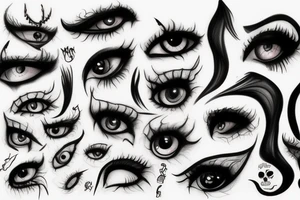 black, eye, demon, eyelashless, chthonic tattoo idea