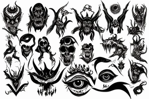 black, eye, demon, chthonic tattoo idea