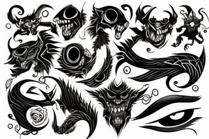 black, eye, demon, chthonic tattoo idea