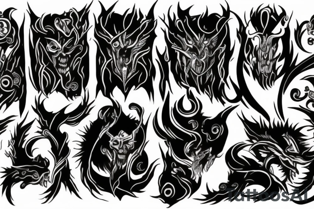 black, eye, demon, chthonic tattoo idea