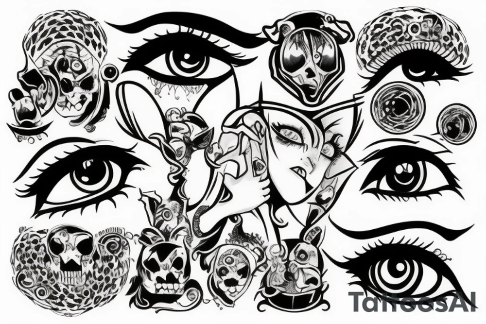 black, eye, chthonic tattoo idea