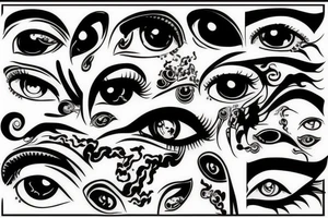 black, eye, chthonic tattoo idea