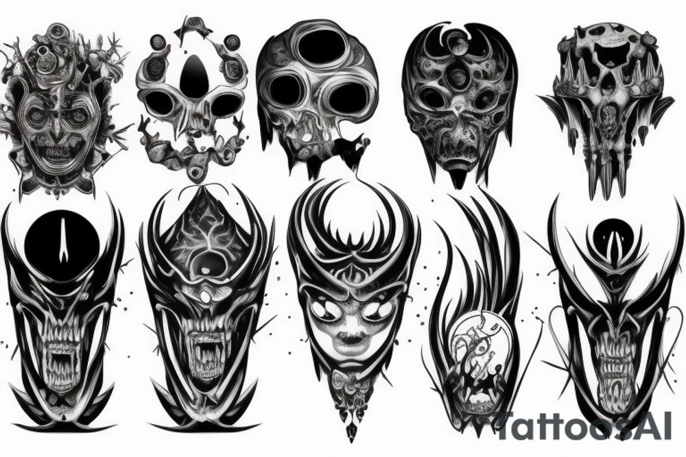 black, eye, chthonic, evil, vertical tattoo idea