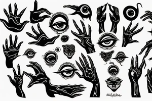 black, eye, chthonic, evil, vertical, back of the hand tattoo idea