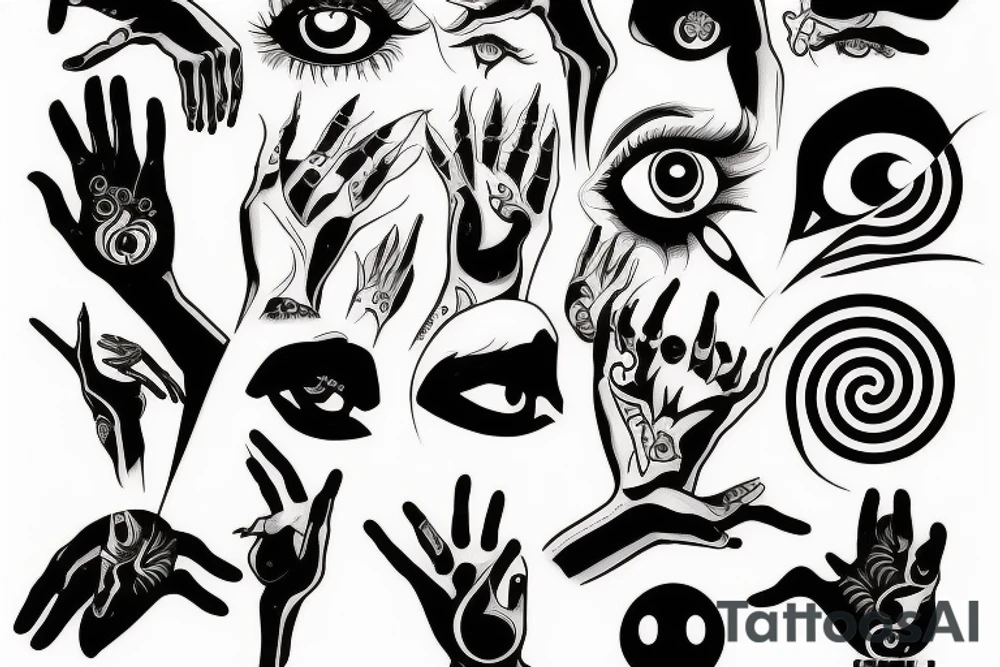black, eye, evil, vertical, back of the hand tattoo idea