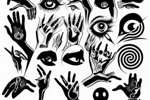 black, eye, evil, vertical, back of the hand tattoo idea