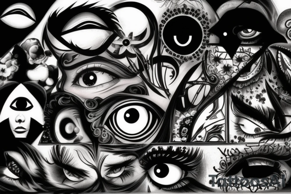 black, eye, evil, vertical tattoo idea