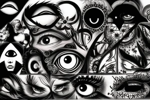 black, eye, evil, vertical tattoo idea