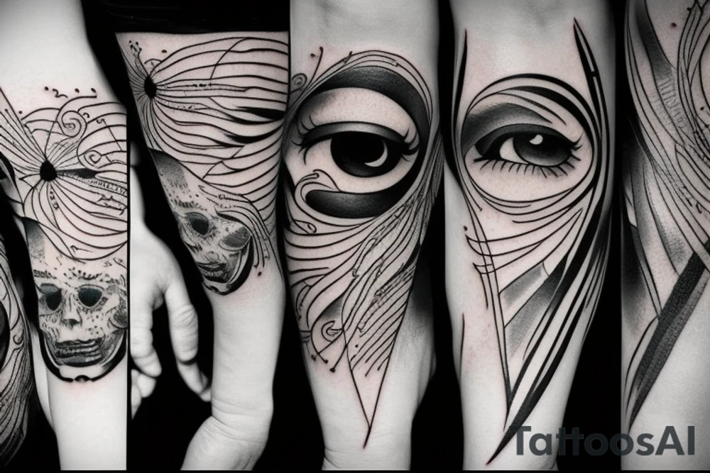 black, eye, evil, vertical tattoo idea