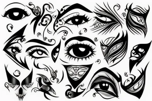black, eye, evil, vertical tattoo idea