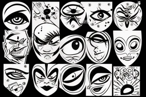 black, eye, evil, vertical tattoo idea