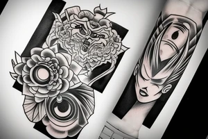 black, eye, evil, vertical tattoo idea