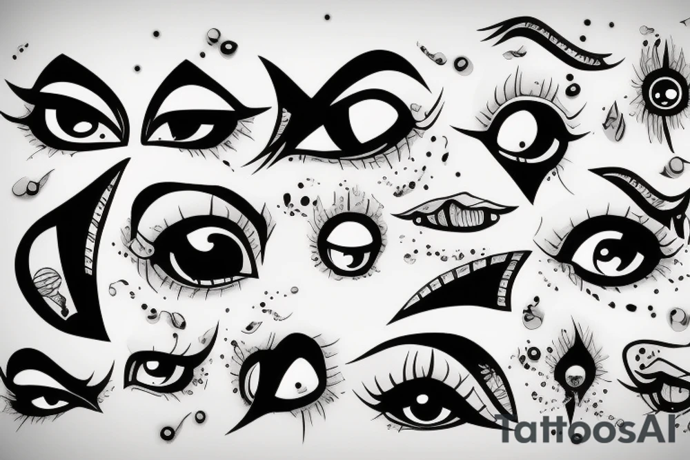 black, eye evil vertical tattoo idea