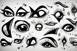 black, eye evil vertical tattoo idea