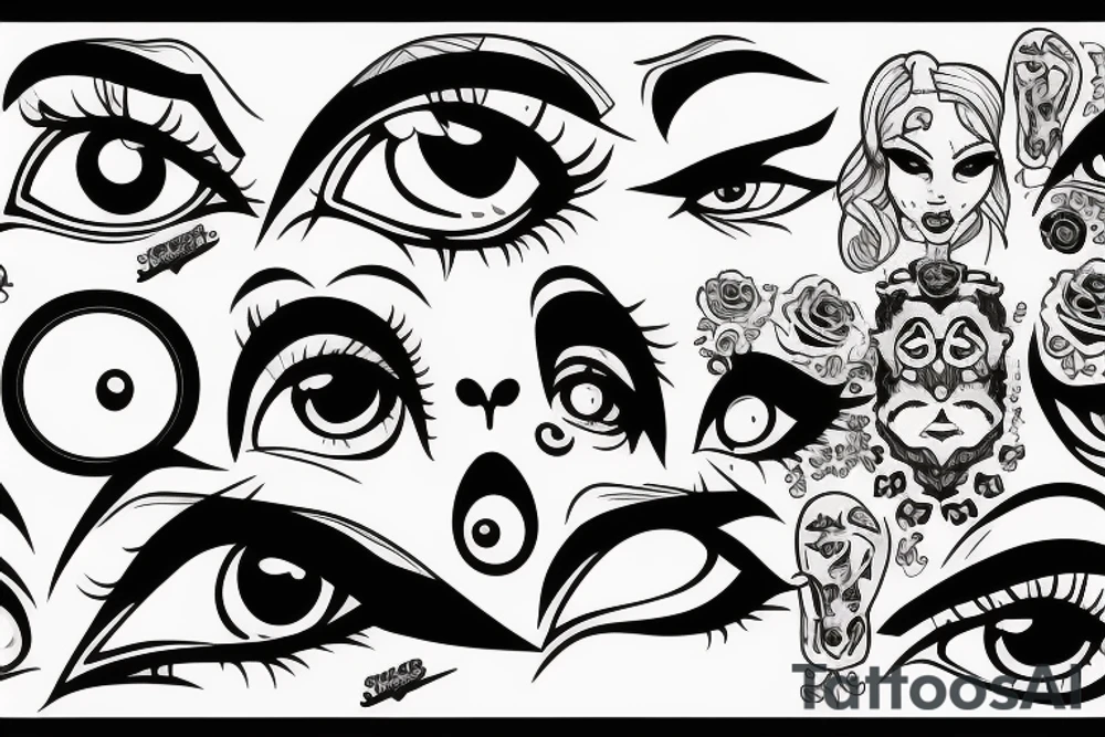 black, eye evil vertical tattoo idea