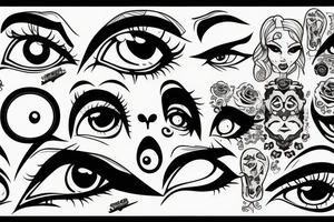 black, eye evil vertical tattoo idea