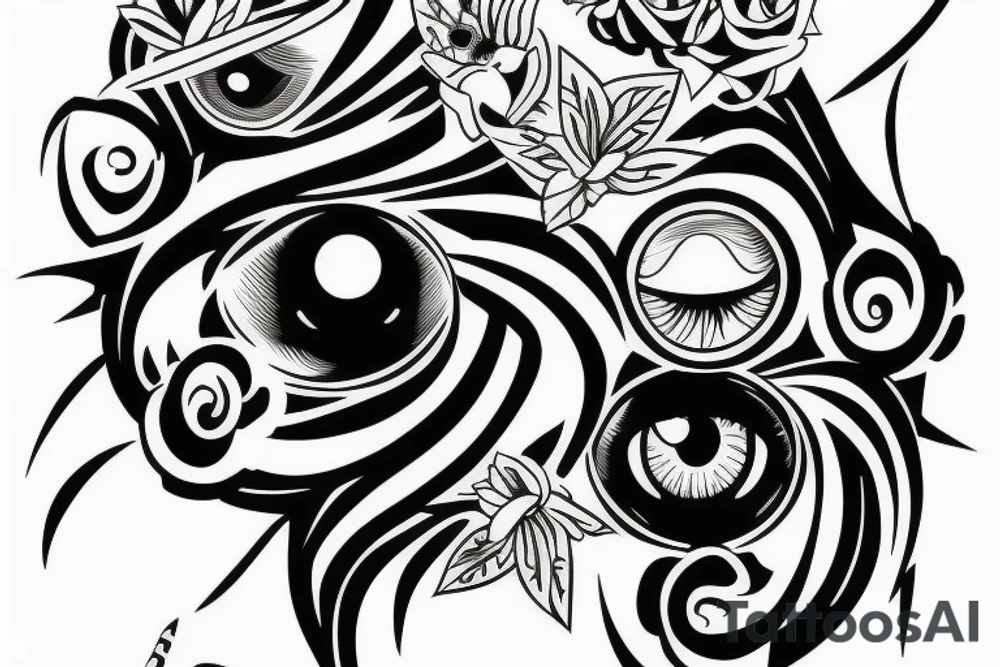 black, eye evil vertical tattoo idea