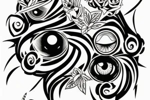 black, eye evil vertical tattoo idea