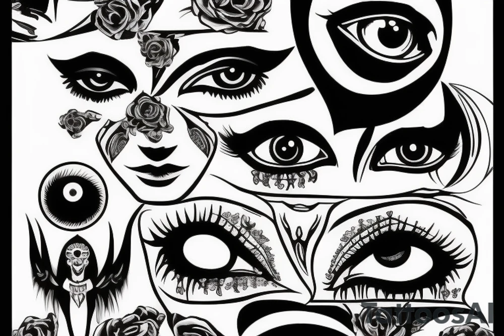 black, eye evil vertical tattoo idea