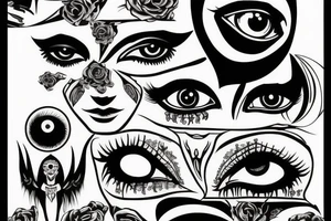black, eye evil vertical tattoo idea