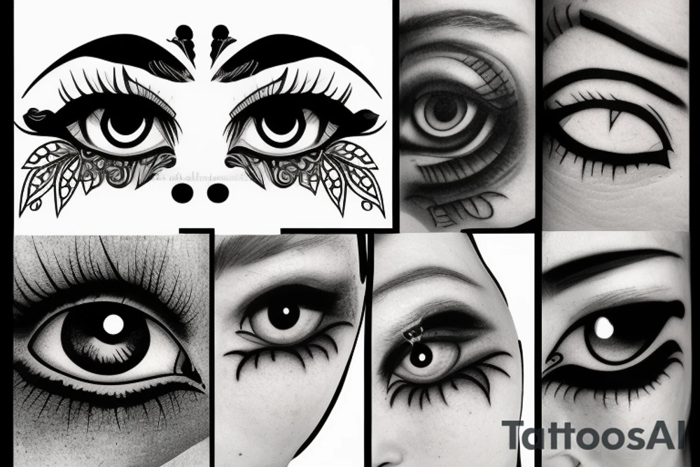 black, eye evil vertical tattoo idea