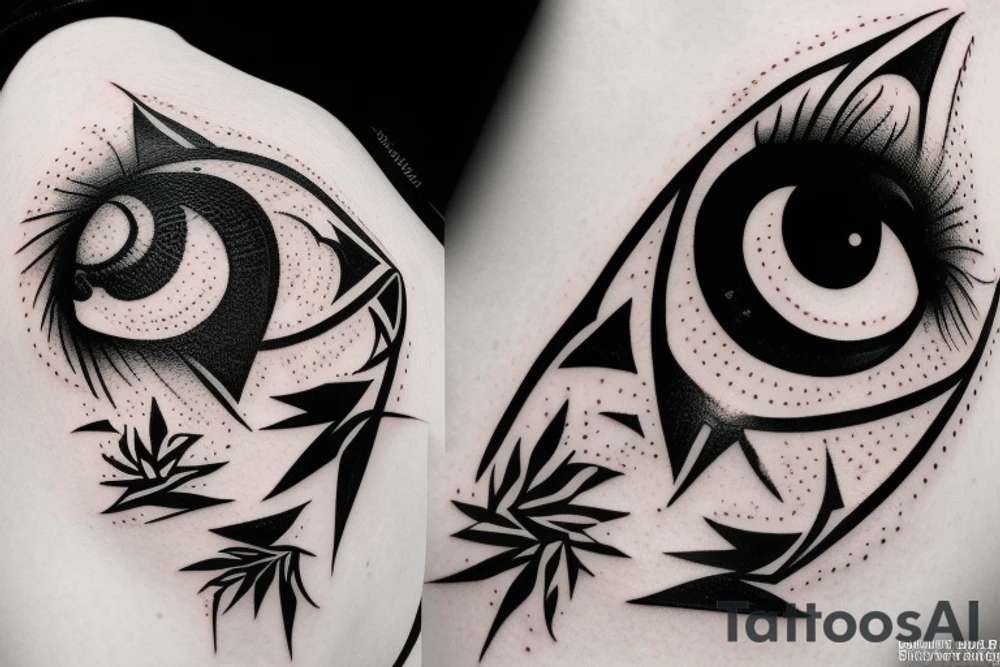 black, eye evil vertical tattoo idea