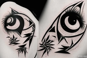 black, eye evil vertical tattoo idea