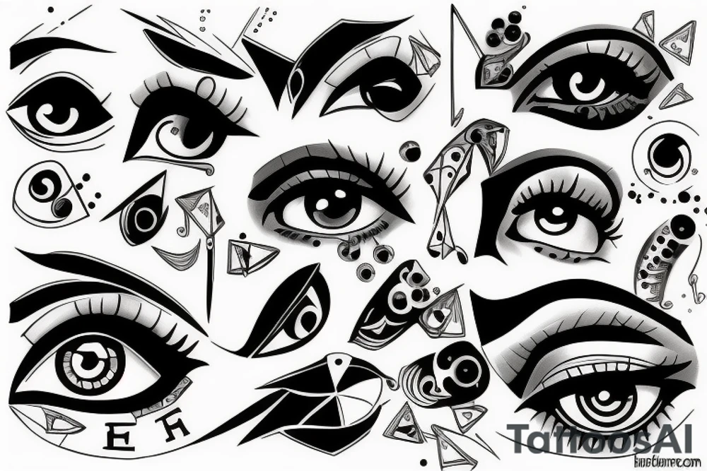 black, eye evil vertical tattoo idea