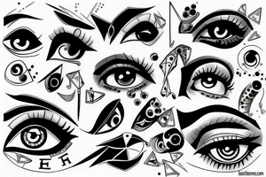 black, eye evil vertical tattoo idea