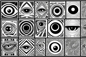 black,  vertical evil eye tattoo idea
