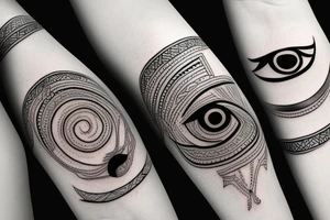 black,  vertical evil eye tattoo idea