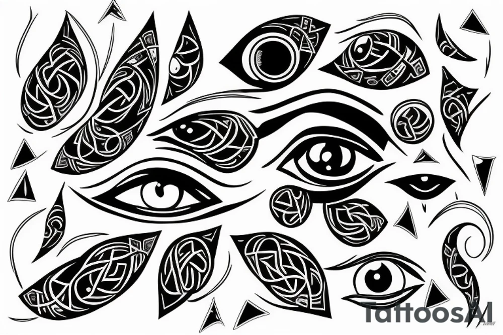 black,  vertical evil eye tattoo idea