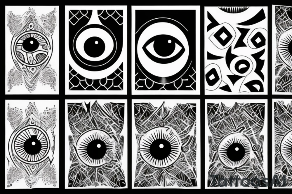 black,  vertical evil eye tattoo idea