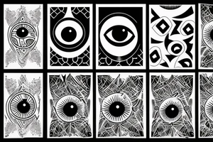 black,  vertical evil eye tattoo idea