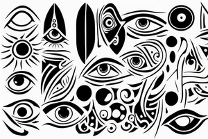 black,  vertical evil eye tattoo idea