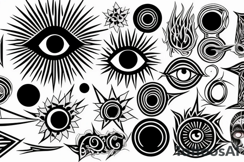 black,  vertical evil eye tattoo idea