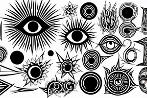 black,  vertical evil eye tattoo idea