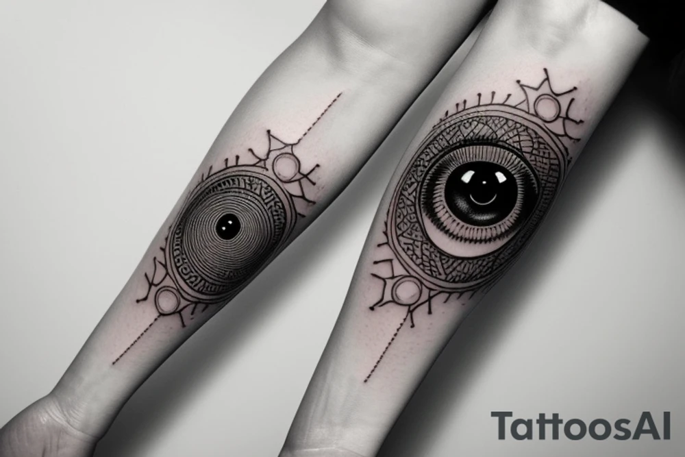black,  vertical evil eye tattoo idea