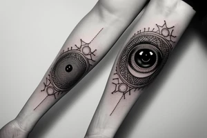 black,  vertical evil eye tattoo idea