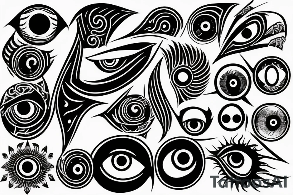 black,  vertical evil eye tattoo idea