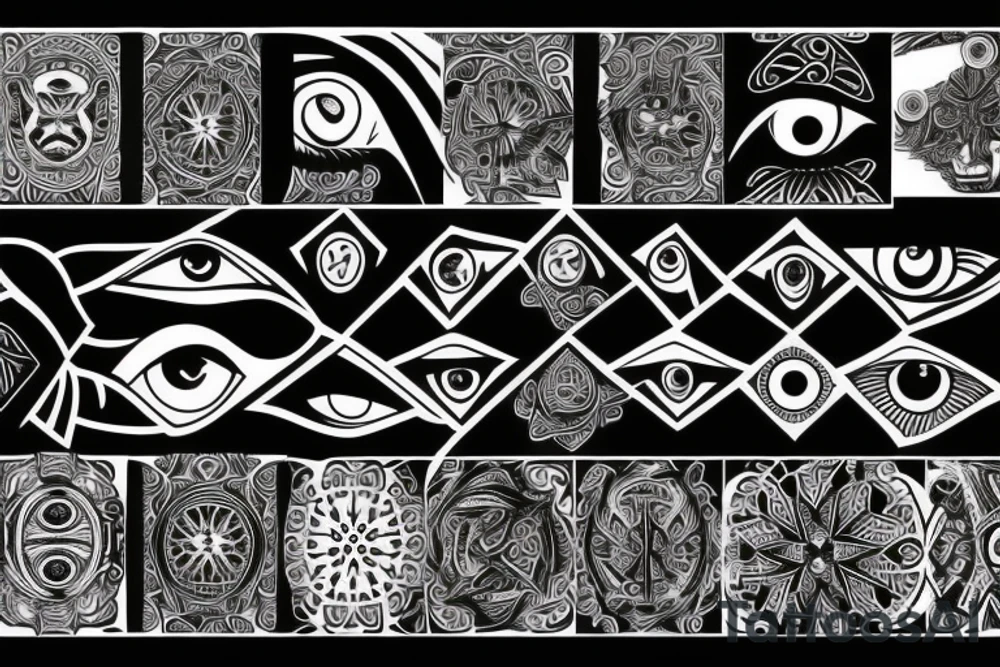 black,  vertical evil eye tattoo idea