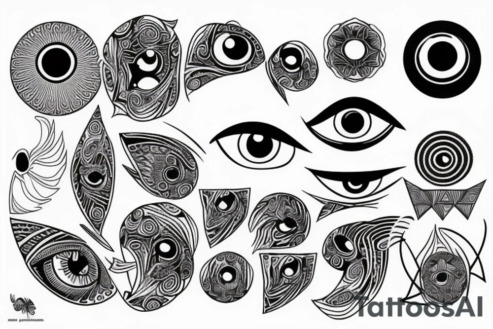 black,  vertical evil eye tattoo idea
