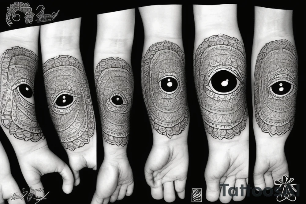 black,  vertical evil eye tattoo idea