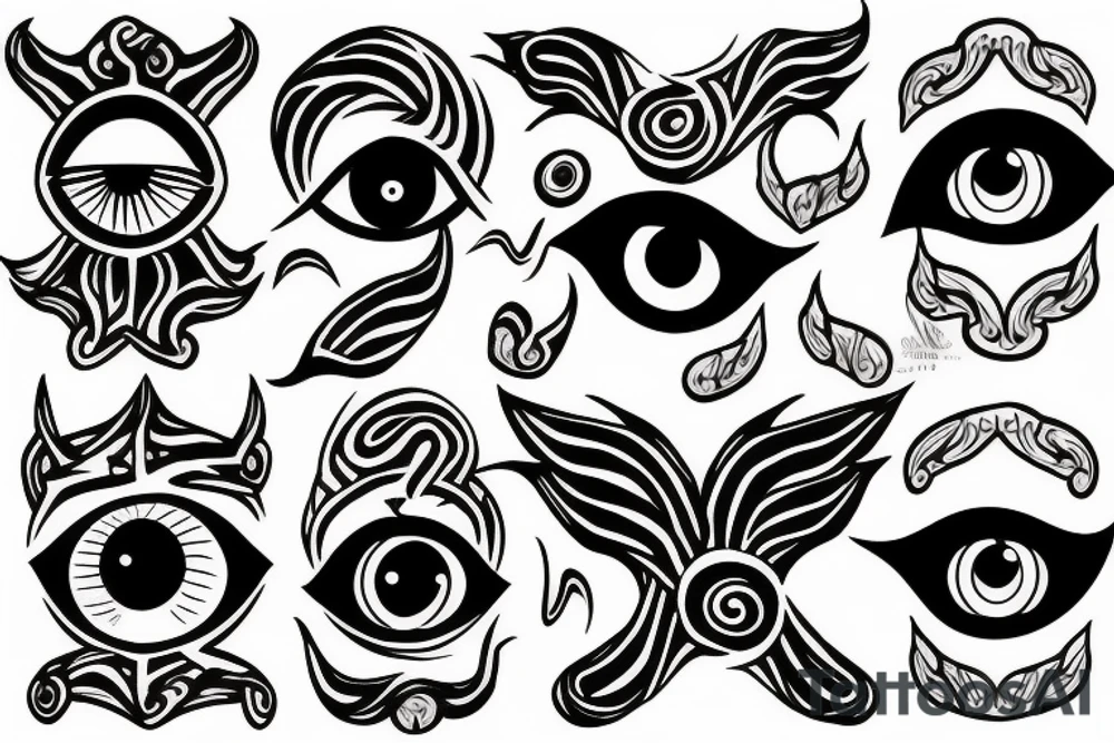 black,  vertical evil eye tattoo idea